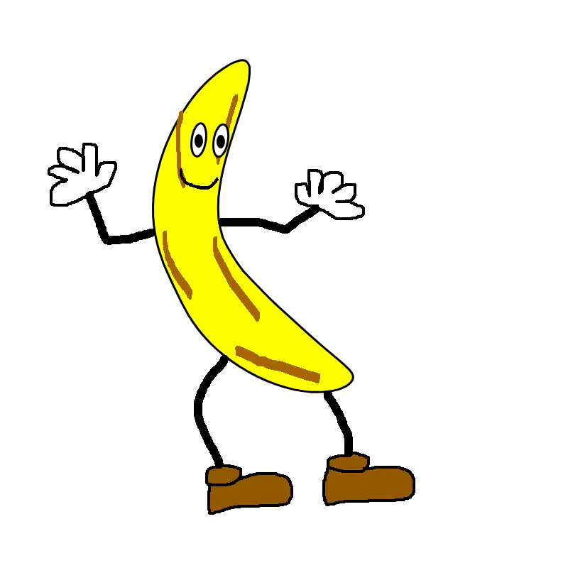 En glad banan med armar och ben